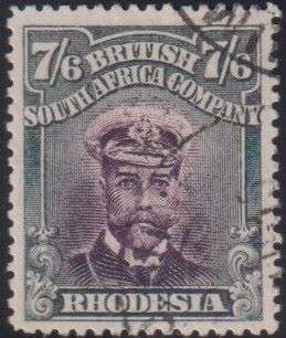 RHODESIA 1913 7/6 ADMIRAL SUPERB USED - SACC 240 CV R7500