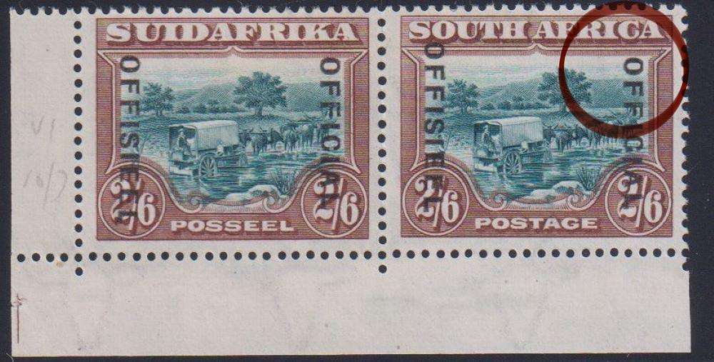 SA 1932 2/6 OFFICIAL "THIN LETTERING" DROPPED OFFICIAL  - SACC O22da SUPERB HINGED MINT CV R3500