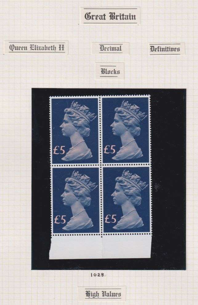 GREAT BRITAIN QE11 HIGH VALUES CYL BLOCKS, GUTTER PAIRS SUPERB UM COLLECTION