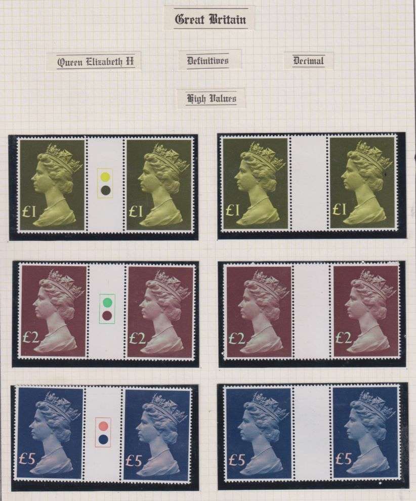 GREAT BRITAIN QE11 HIGH VALUES CYL BLOCKS, GUTTER PAIRS SUPERB UM COLLECTION