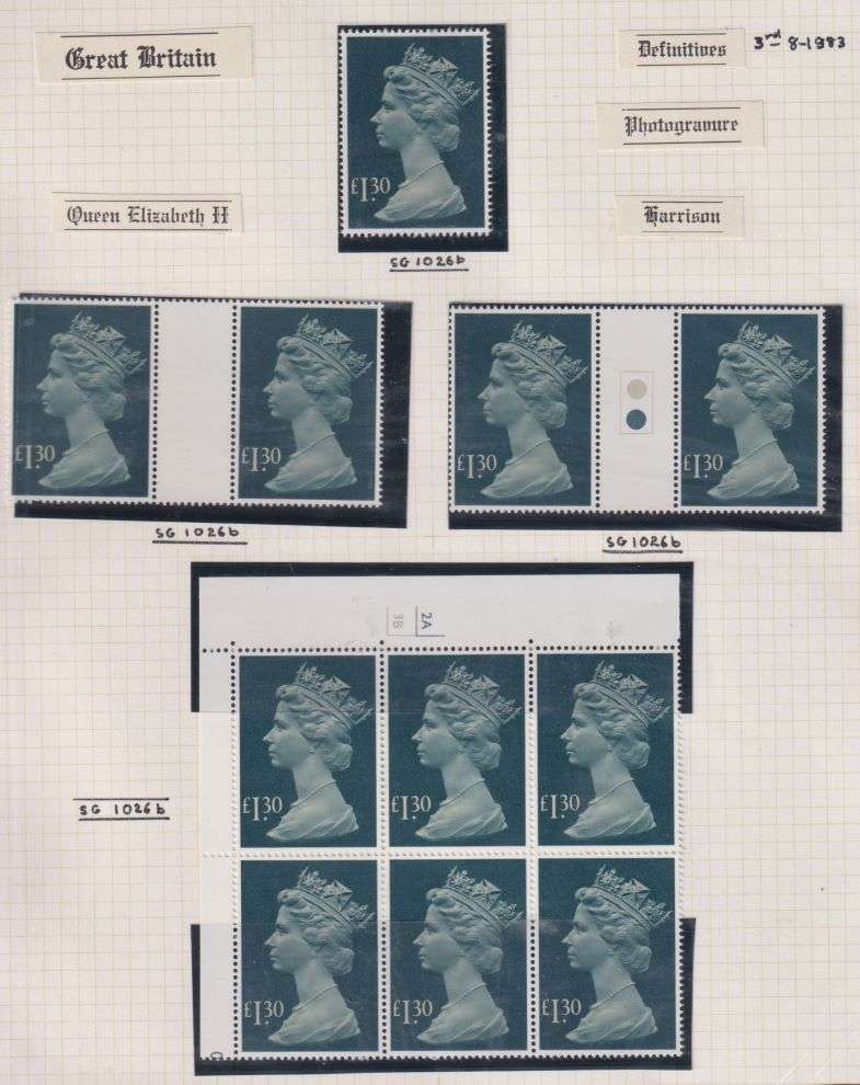 GREAT BRITAIN QE11 HIGH VALUES CYL BLOCKS, GUTTER PAIRS SUPERB UM COLLECTION