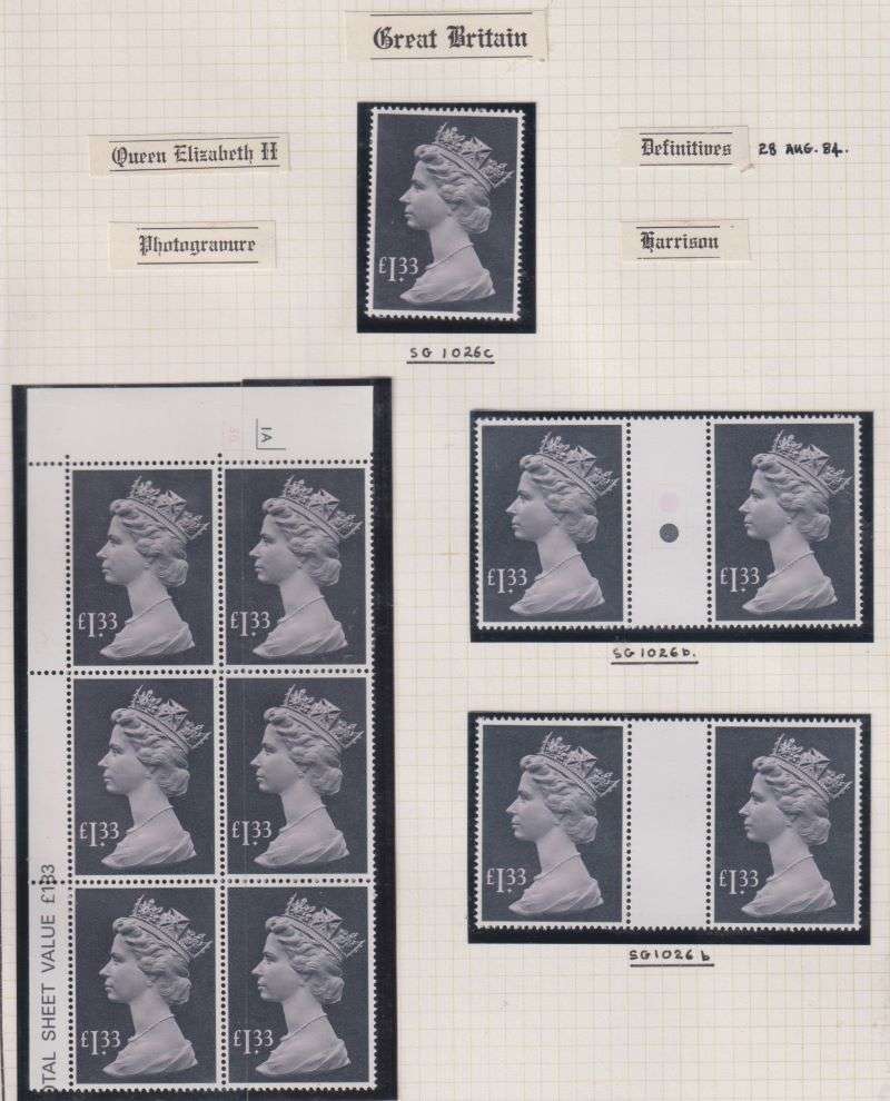 GREAT BRITAIN QE11 HIGH VALUES CYL BLOCKS, GUTTER PAIRS SUPERB UM COLLECTION
