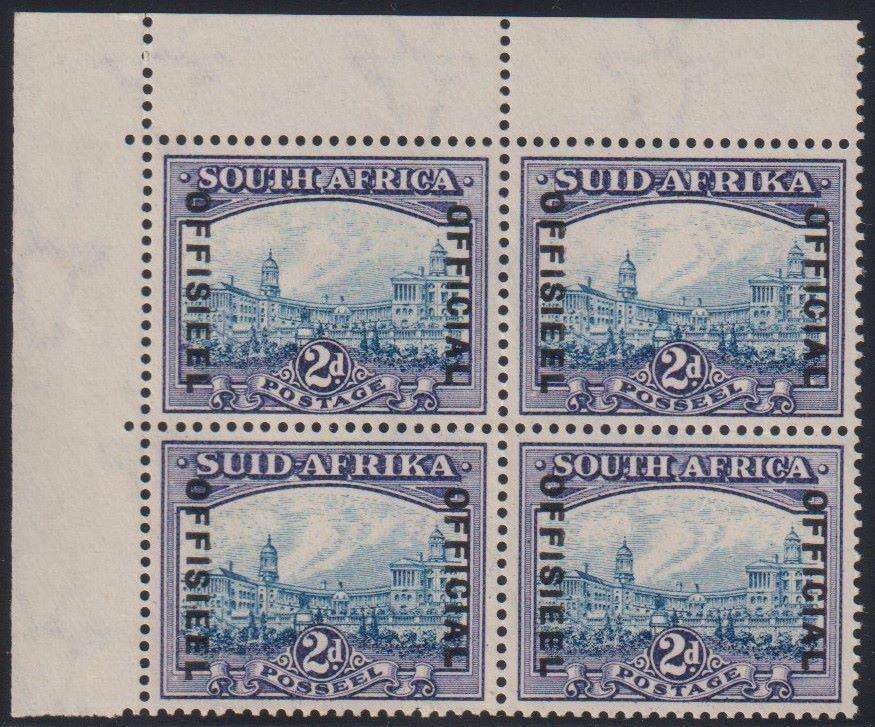 SA 1935 2d OFFICIAL SUPERB UNMOUNTED MINT CORNER BLOCK  SACC O28  CV R6000