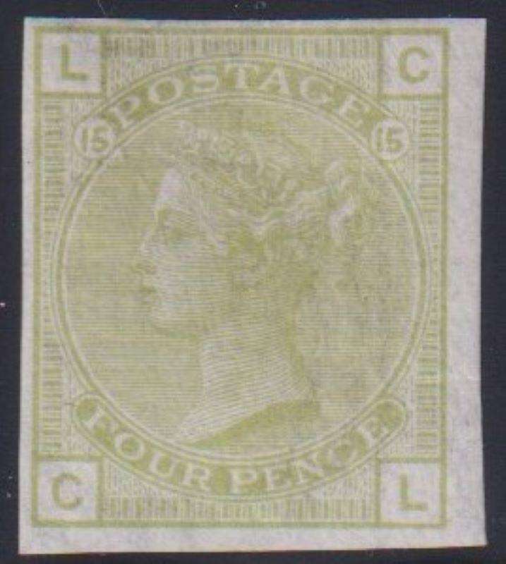GREAT BRITAIN 1877 4d SAGE -GREEN COLOR TRIAL PLATE 15 - RARE!