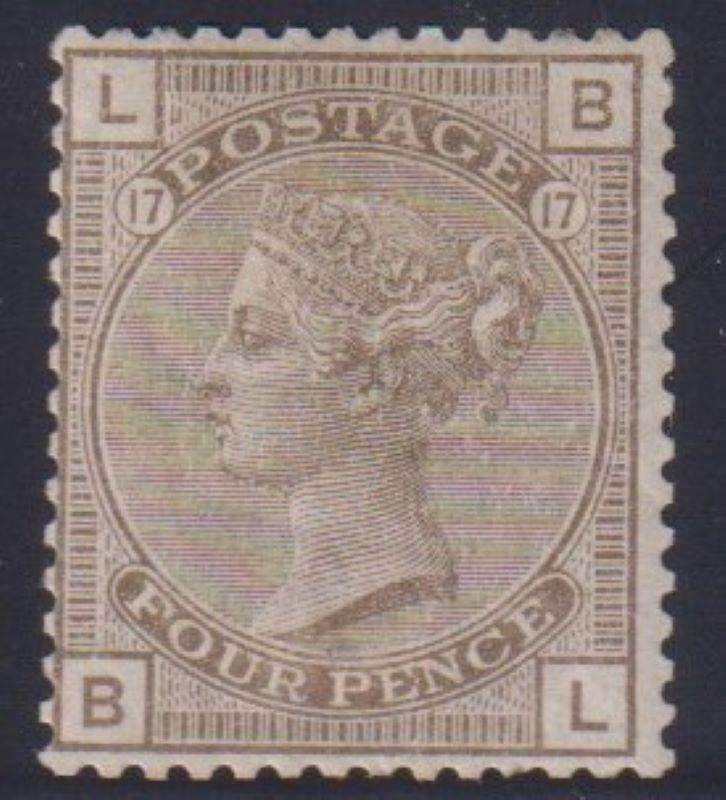 GREAT BRITAIN 1880 4d GREY-BROWN SG 160 PLATE 17 CV £475 FINE MINT