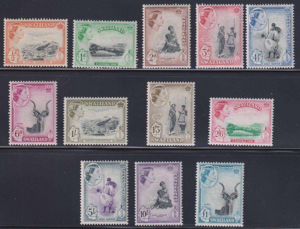 SWAZILAND 1966 QE11 DEFINITIVES UNMOUNTED MINT - SACC 52-63 CV R2900