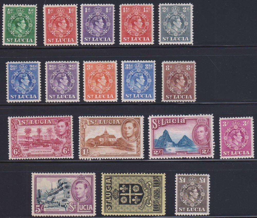 ST LUCIA 1938 KGV1 SET FINE MINT - CV £80