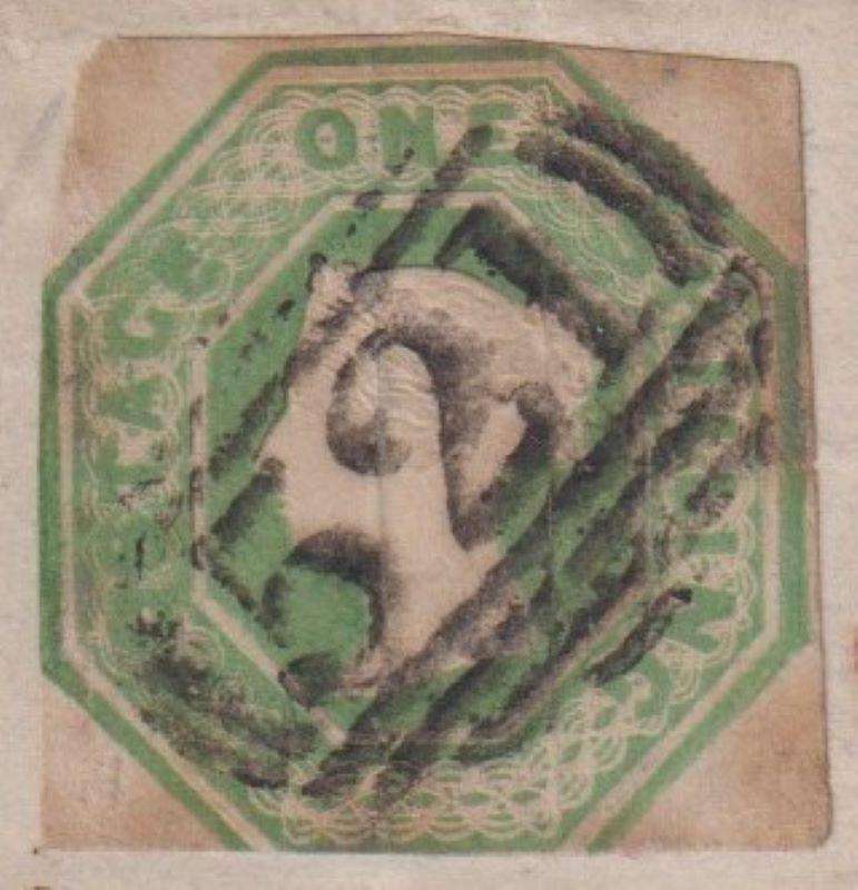 GREAT BRITAIN 1850 1/- EMBOSSED ON FRONT OF COVER