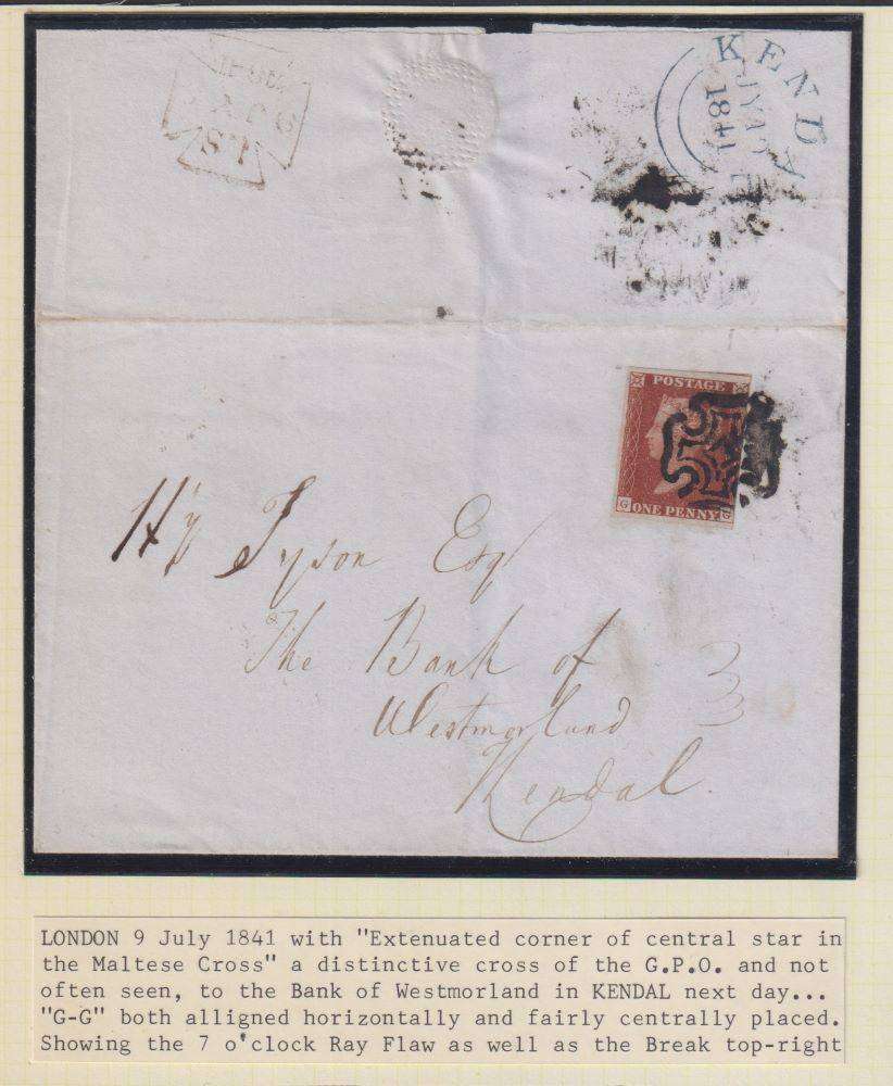 GB 1841 LOVELY 1d RED ON ENTIRE LETTER