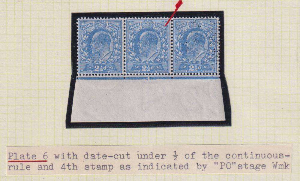 GREAT BRITAIN KING EDWARD V11 1911 2 1/2d BRIGHT BLUE STRIP SG 276 CV £415