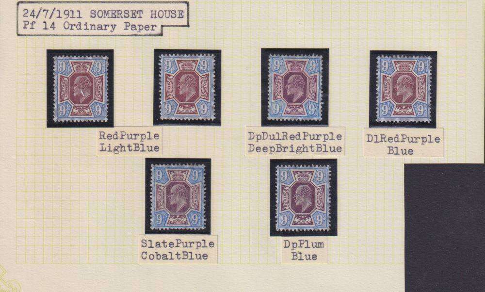 GB 1911 9d's SUPERB MINT LOT OF SHADES HIGH CV