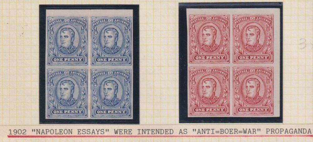 GB 1902 NAPOLEON ESSAYS - INTENDED AS ANTI BOER WAR PROPAGANDA STAMPS
