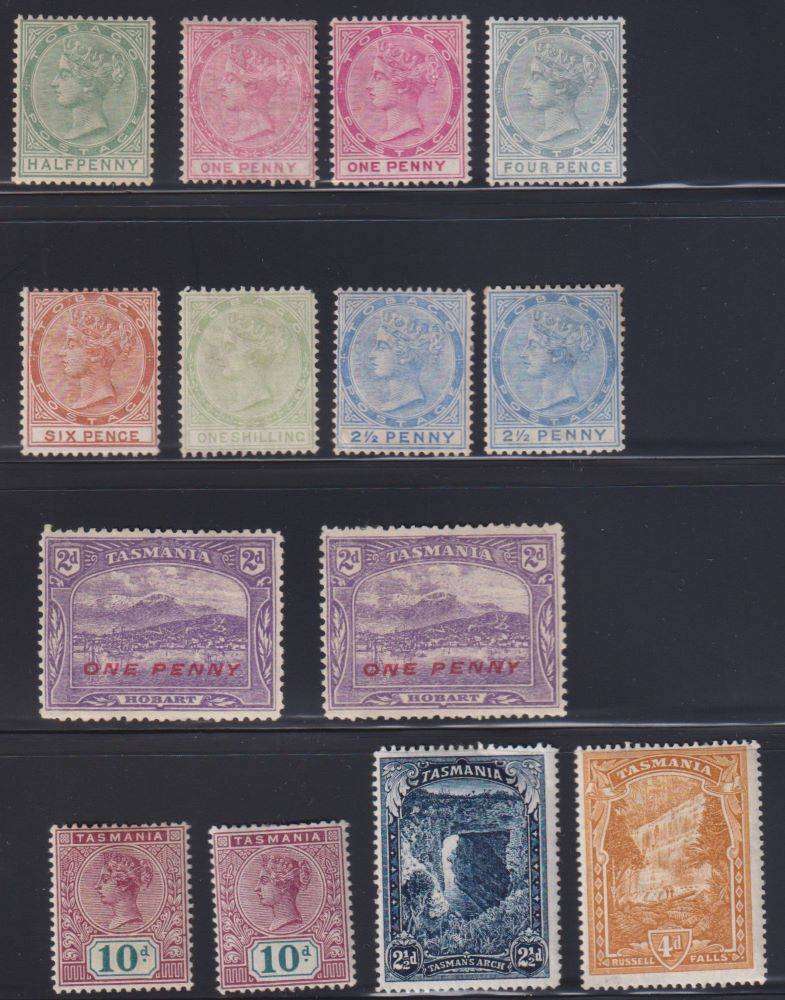 TASMANIA, AUSTRALIA & TOBAGO  QVIC MINT LOT