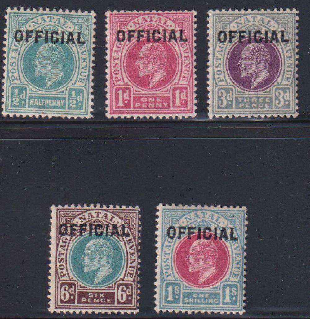 NATAL 1904 OFFICIAL OVERPRINTS UNMOUNTED MINT CV R18000