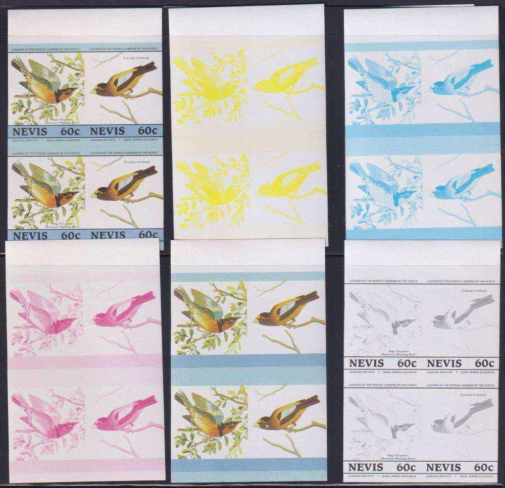 NEVIS - BIRDS, PROGRESSIVE PROOFS - A LOVELY LOT