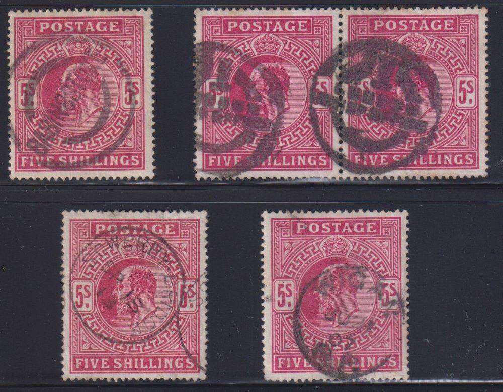 GREAT BRITAIN KEV11 5/- SHADES SOMERSET PAPER LOT SOUND USED