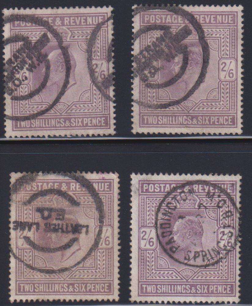 GREAT BRITAIN 1911  KEV11 SOMERSET HOUSE PRINTINGS SHADES OF THE 2/6 USED