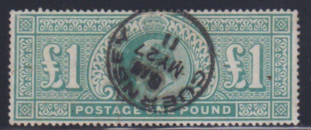 GREAT BRITAIN 1902 KEV11 £1 FINE USED SG 266 CV £825