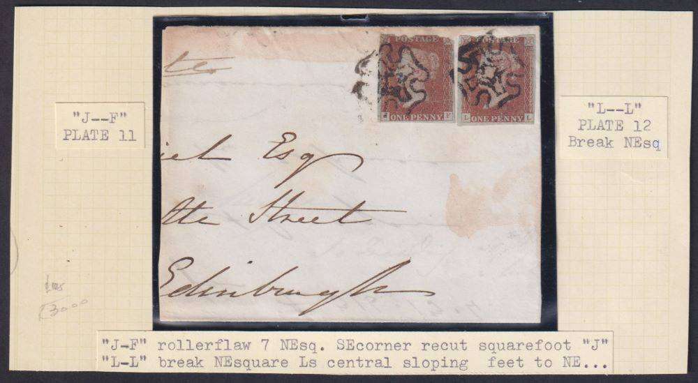 GREAT BRITAIN 1841 1d RED PLATES 11/12 ON PART ENTIRE