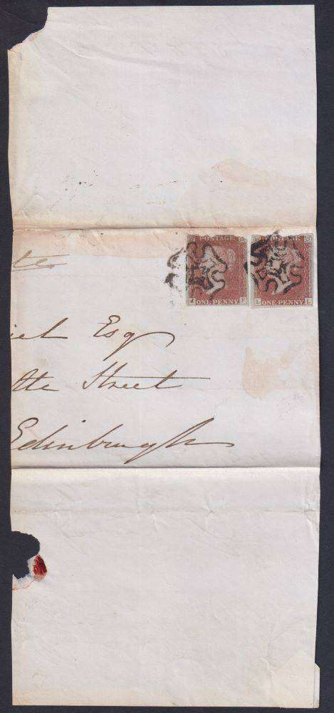 GREAT BRITAIN 1841 1d RED PLATES 11/12 ON PART ENTIRE
