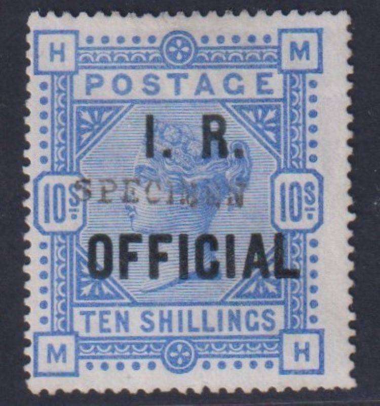 GREAT BRITAIN QVIC 10/- OFFICIAL OVERPRINTED SPECIMEN