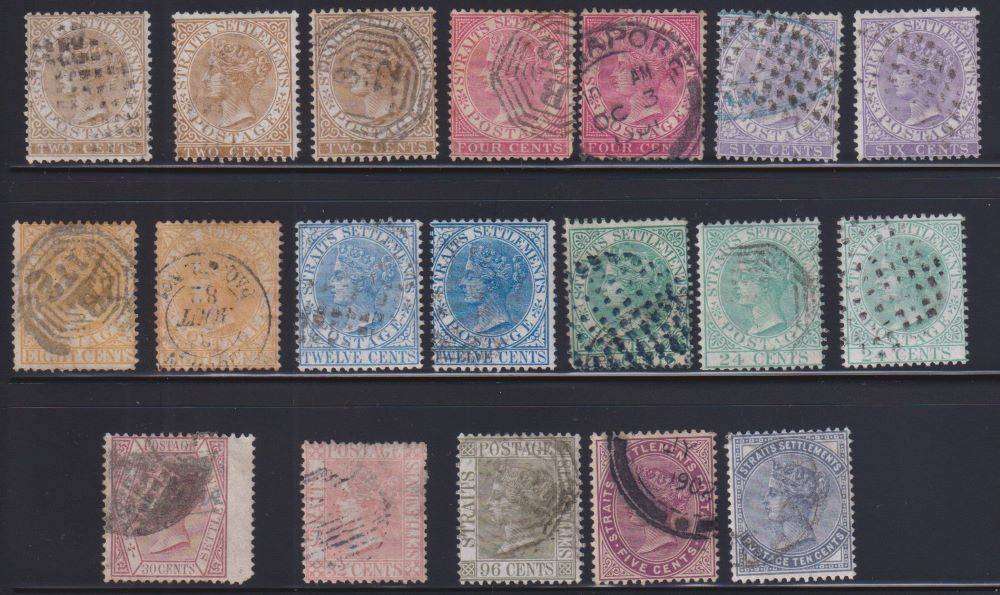 STRAITS SETTLEMENTS - SUPERB LOT OF USED QVIC BETWEEN SG 11-19 - CV £500+