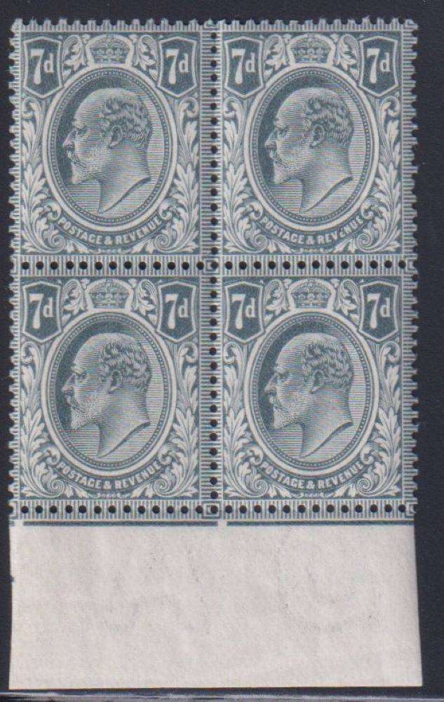 GB 1912 KEV11 7d PALE GREY BLOCK SUPERB UNMOUNTED MINT