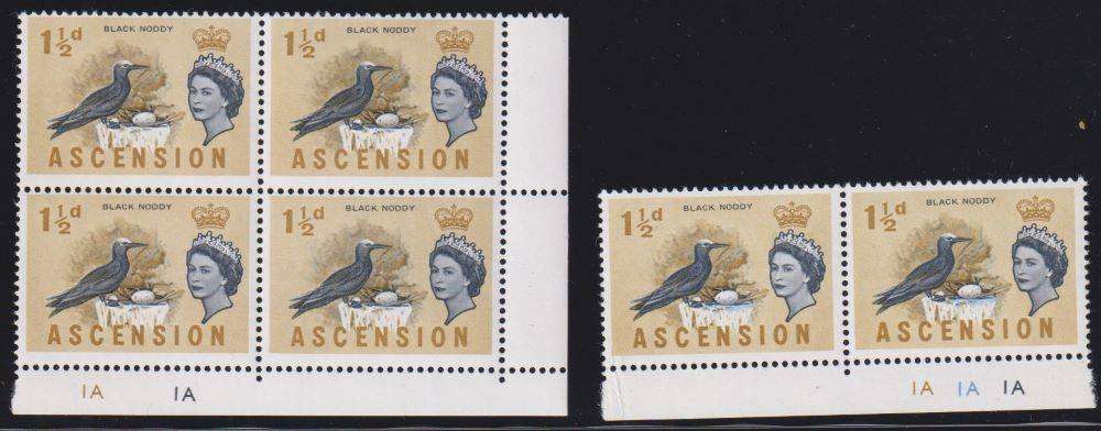 ASCENSION  1/2d BLOCK MISSING COBALT COLOUR SUPERB UNMOUNTED MINT PLATE BLOCK SG 71a CV £600