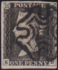 GREAT BRITAIN 1840 1d BLACK PLATE 4 SUPERB  USED