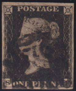 GREAT BRITAIN 1840 1d BLACK PLATE 9 SOUND  USED