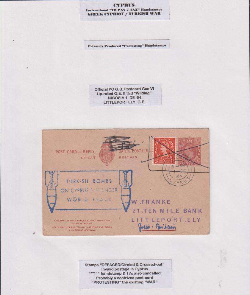 CYPRUS - TURKISH WAR 1964 COVER - SUPERB -"TURKISH BOMBS...."