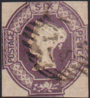 GREAT BRITAIN 1847 6d  EMBOSSED SUPERB USED