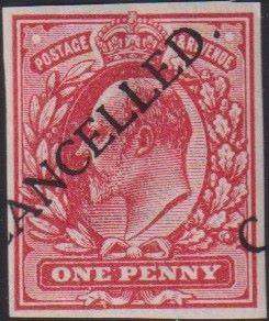 GREAT BRITAIN KEV11 1d PLATE PROOF - CANCELLED