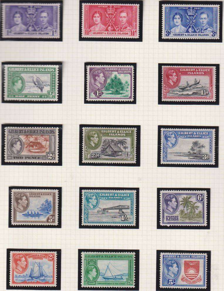 GILBERT & ELLICE & GRENADA LOVELY MINT KGV1 LOT ON PAGES - CV £90+