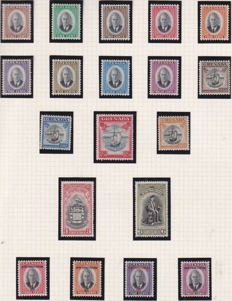 GILBERT & ELLICE & GRENADA LOVELY MINT KGV1 LOT ON PAGES - CV £90+