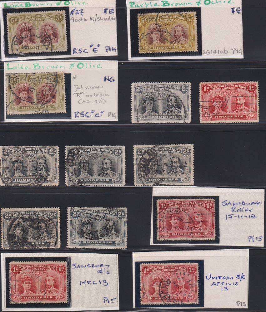 RHODESIA 1910 DOUBLE HEADS 1d -5d SUPERB USED LOT