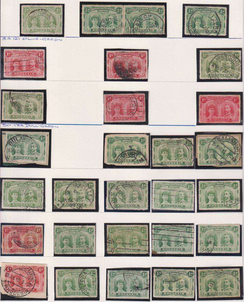 RHODESIA 1910 DOUBLE HEADS 1/2d & 1d SUPERB USED LOT