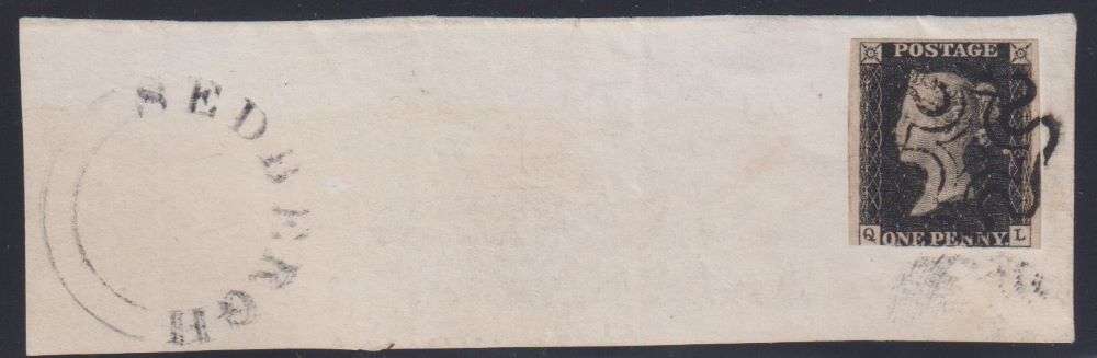 GREAT BRITAIN 1840 1d BLACK ON PIECE SOUND  USED