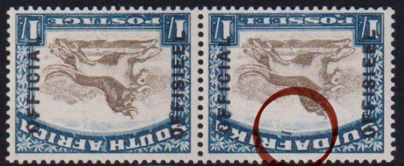 SA 1930 1/- "LINE UNDER F" VARIETY FINE MINT SACC O18