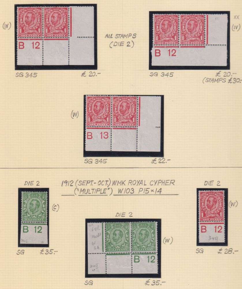GREAT BRITAIN KGV SUPERB CONTROLS ON PAGE
