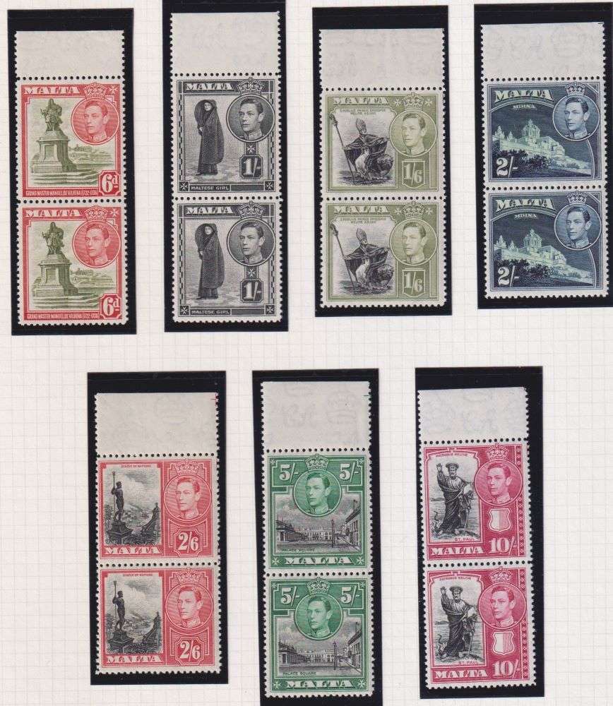 MALTA 1938-43 KGV1  UNMOUNTED MINT PAIRS   - CV £160