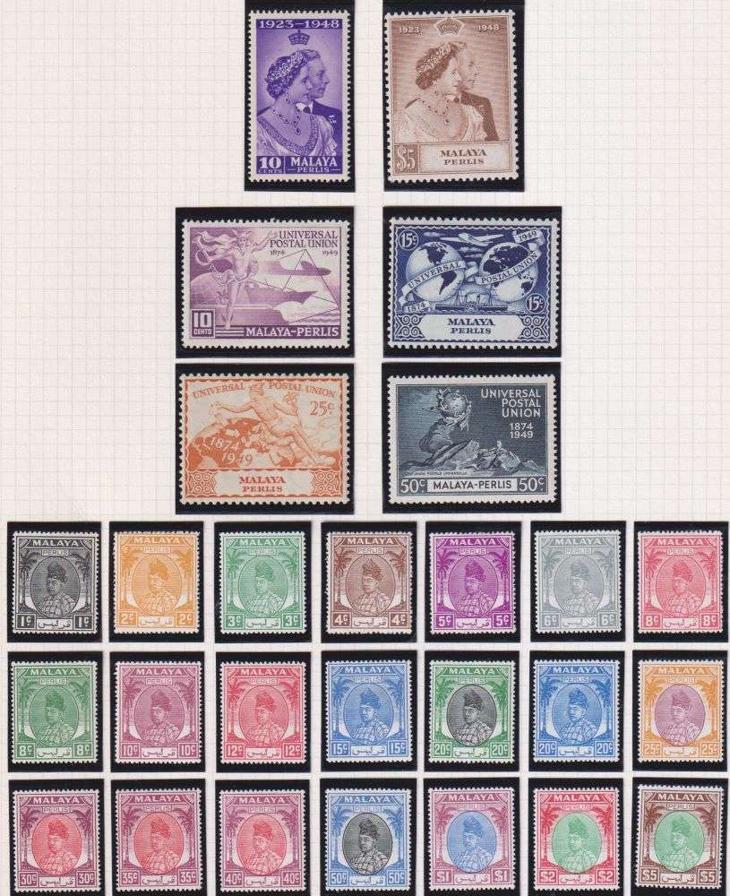 MALAYA PERLIS KGV1 1951  SET & 1948 RSW HINGED MINT SETS  - CV £205