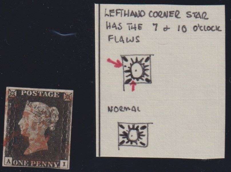 GREAT BRITAIN 1840 1d BLACK WITH FLAWS