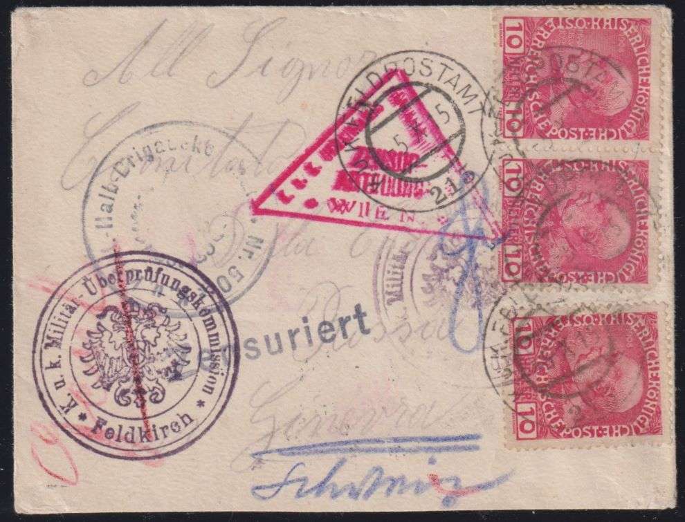AUSTRIA 1915 WW1 FELDPOST COVER TO GENEVA -