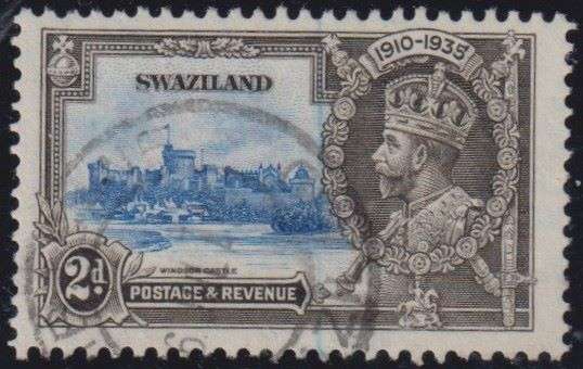 SWAZILAND 1935 SILVER JUBILEE 2d "EXTRA FLAGSTAFF" WITH CERT CV £250