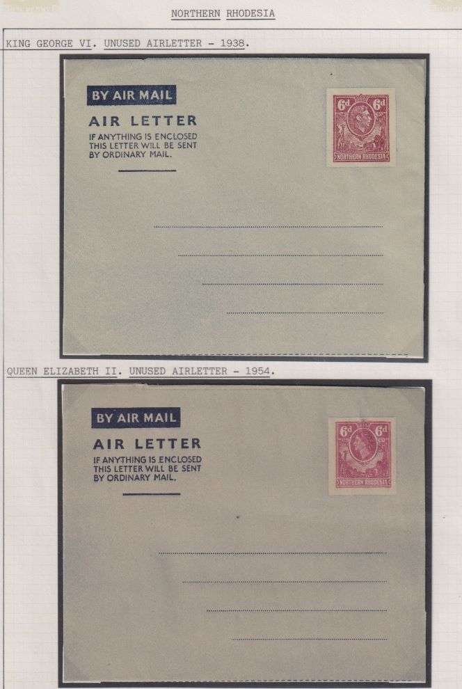 NORTHERN RHODESIA 1938 -1954 UNUSED AIRLETTERS