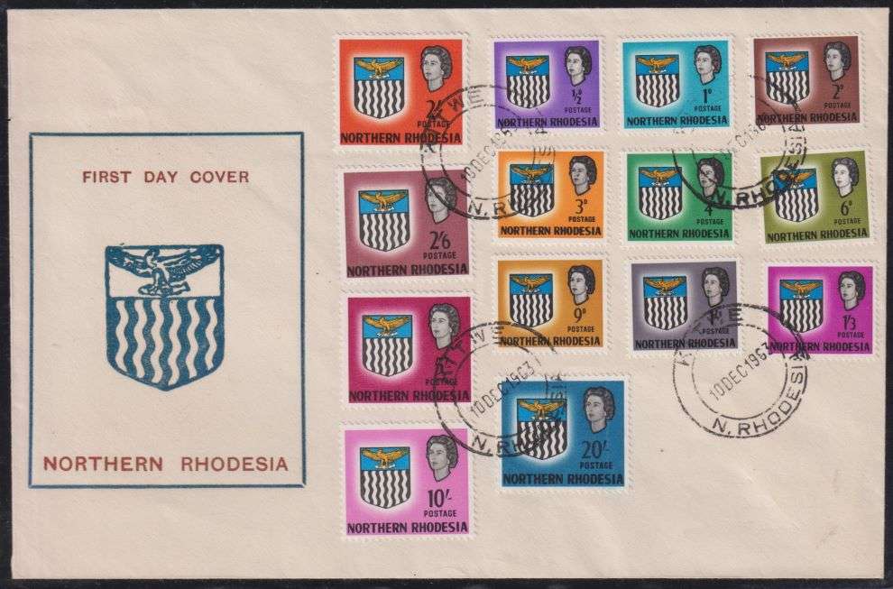 NORTHERN RHODESIA 1963 DEFINITIVE SET OF FDC - SUPERB - CV R1800