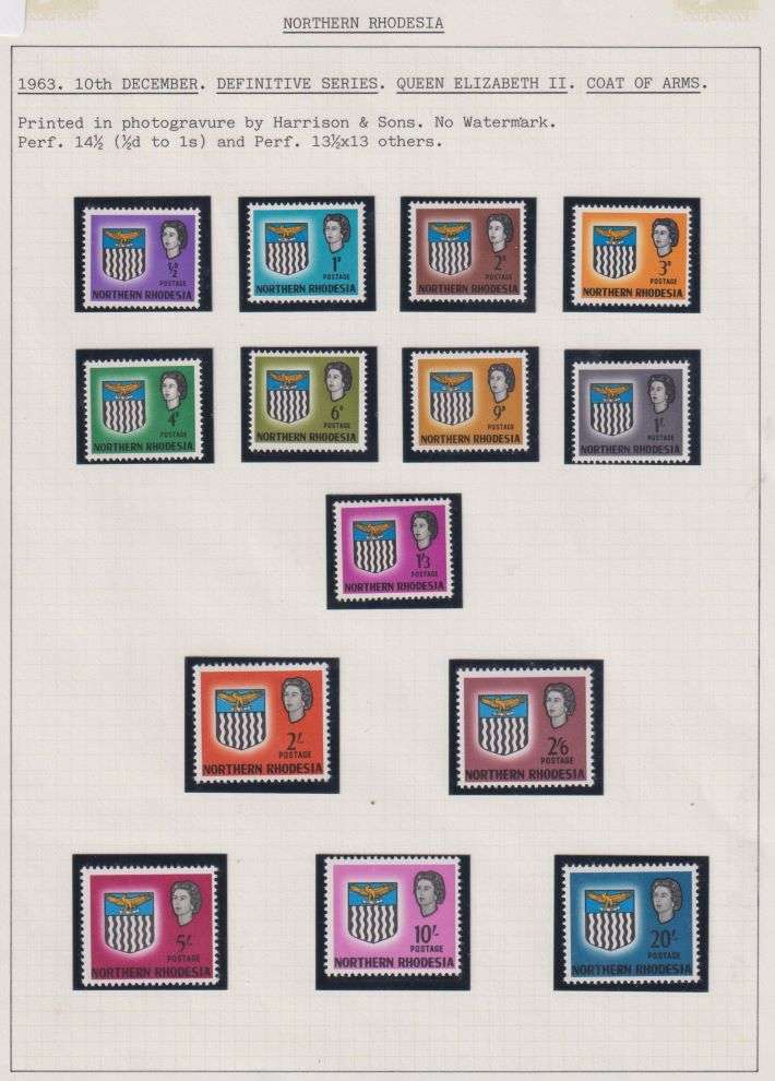 NORTHERN RHODESIA 1963 QE11 DEFINS UNMOUNTED MINT