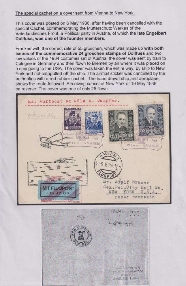 AUSTRIA 1936 FLIGHT COVER - ONE OF 25 FLOWN