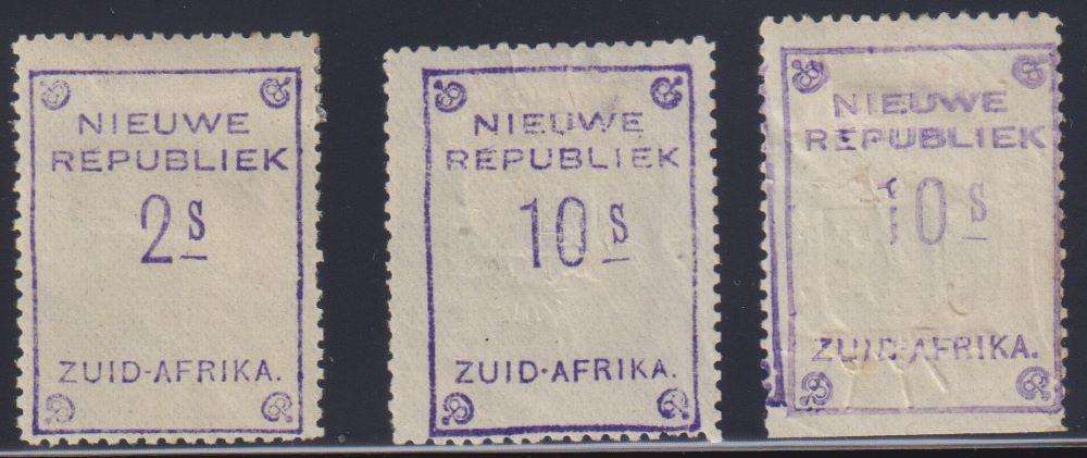 NEW REPUBLIC 2/- & 2 x 10/- FINE HINGED MINT